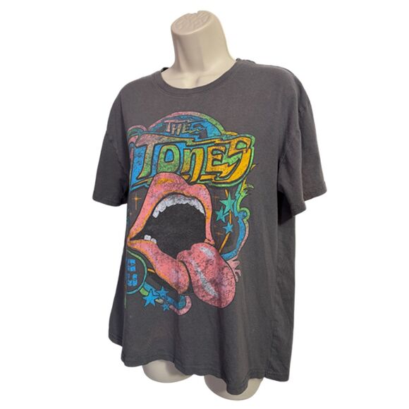The Rolling Stones Band Lips & Tongue Gray Short Sleeve T-shirt Size L - Picture 6 of 9